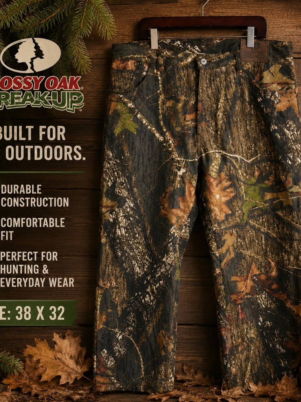 Mossy Oak Break-Up Camo Outdoor Pants - Green/Brown/Black